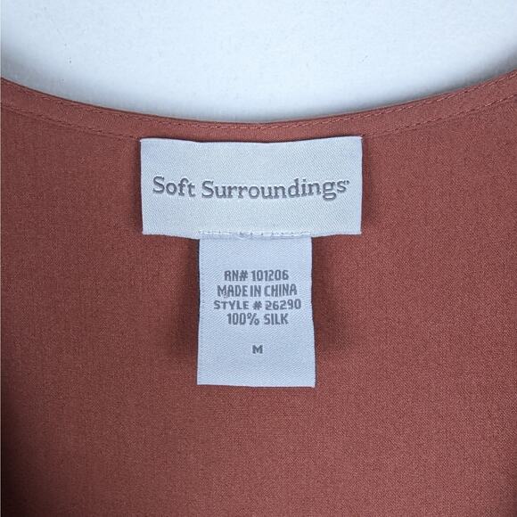 Soft Surroundings Dusty Rose Split V-Neck Half Button Silk Tunic Size Medium‎ - Picture 7 of 8